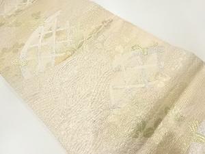 リサイクル　絽光悦垣に萩・桔梗模様織出し袋帯